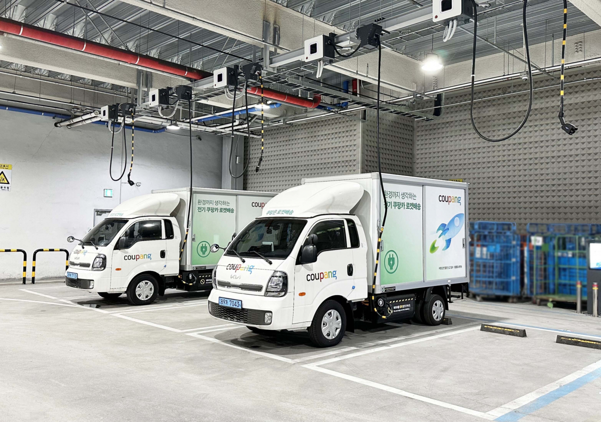 ▲쿠팡 청주 1캠프 전기차 통합 배송센터. (사진제공=쿠팡)