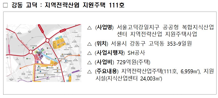 ▲'강동 고덕' 일자리연계형 지원주택 사업 개요 (자료제공=국토교통부)