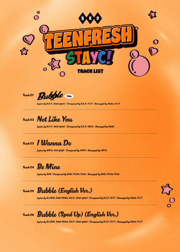 ▲스테이씨 미니 3집 ‘TEENFRESH’ 트랙리스트(사진 = 하이업엔터테인먼트 제공)