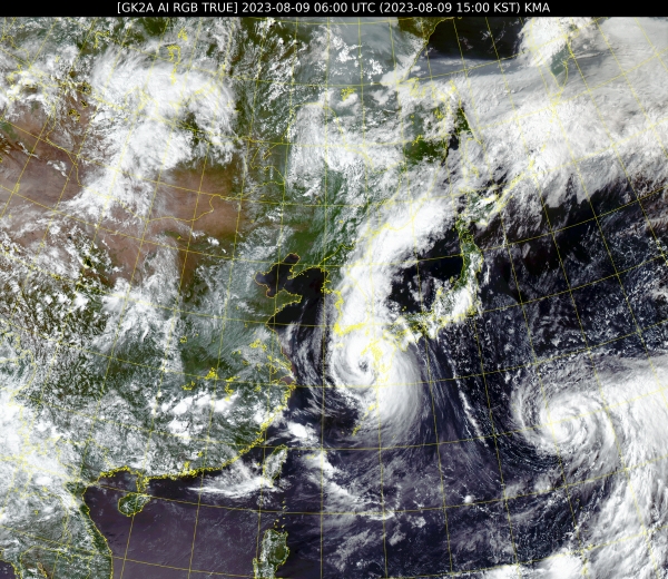 ▲태풍 카눈의 9일 15시 현재위성 영상. 사진제공=국가기상위성센터
