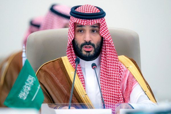 ▲2023년 7월 19일 사우디아라비아 제다에서 열린 GCC 중앙아시아 정상회의에서 무함마드 빈 살만 사우디아라비아 왕세자가 연설하고 있다. 제다(사우디아라비아)/AFP연합뉴스
