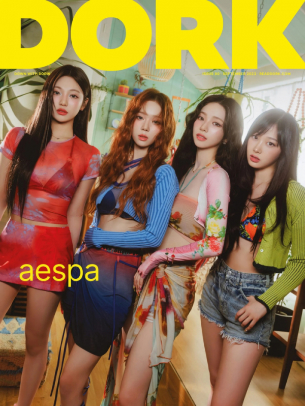 ▲에스파 英 매거진 DORK 9월호 커버(사진제공=SM엔터테인먼트)