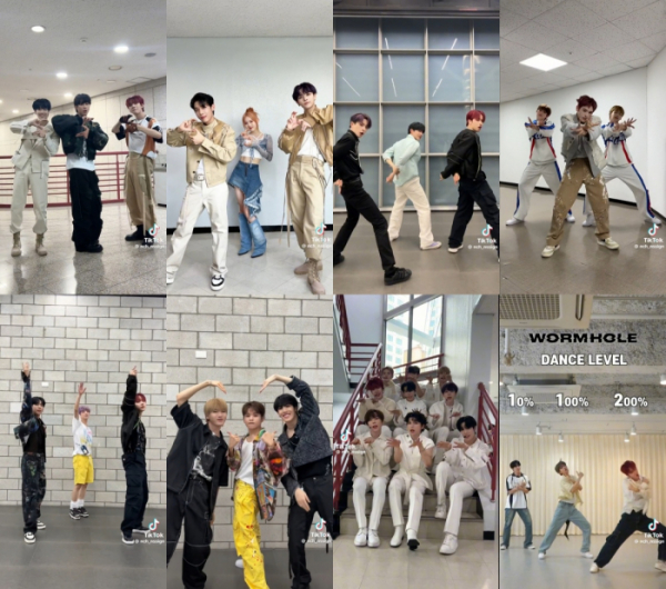 ▲엔싸인(사진 = 엔싸인 틱톡 계정, 'Dancers100' 유튜브 영상 캡처)