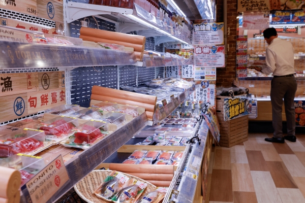 ▲24일 홍콩의 한 슈퍼마켓에 일본산 수입 해산물이 진열돼 있다. 홍콩/로이터연합뉴스
