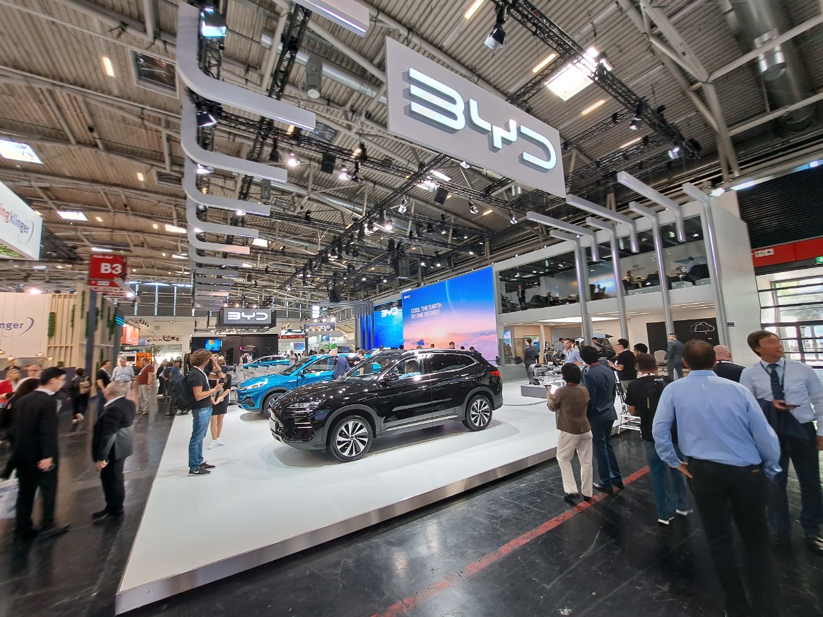 ▲IAA 모빌리티 2023에 마련된 BYD의 전시 부스. (이민재 기자 2mj@)