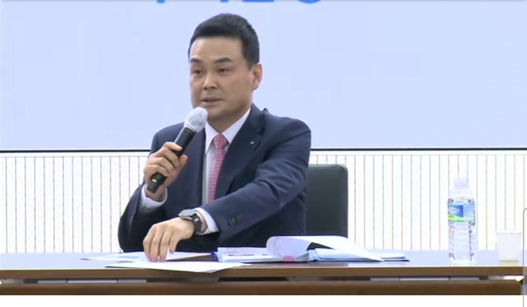 ▲강신국 우리은행 기업투자금융부문장이 7일 서울 우리은행 본점에서 열린 '기업금융 명가 재건을 위한 전략 발표회'에서 기업금융 강화 전략을 설명하고 있다.  ('기업금융 명가 재건을 위한 전략 발표회' 유튜브 화면 캡쳐.)