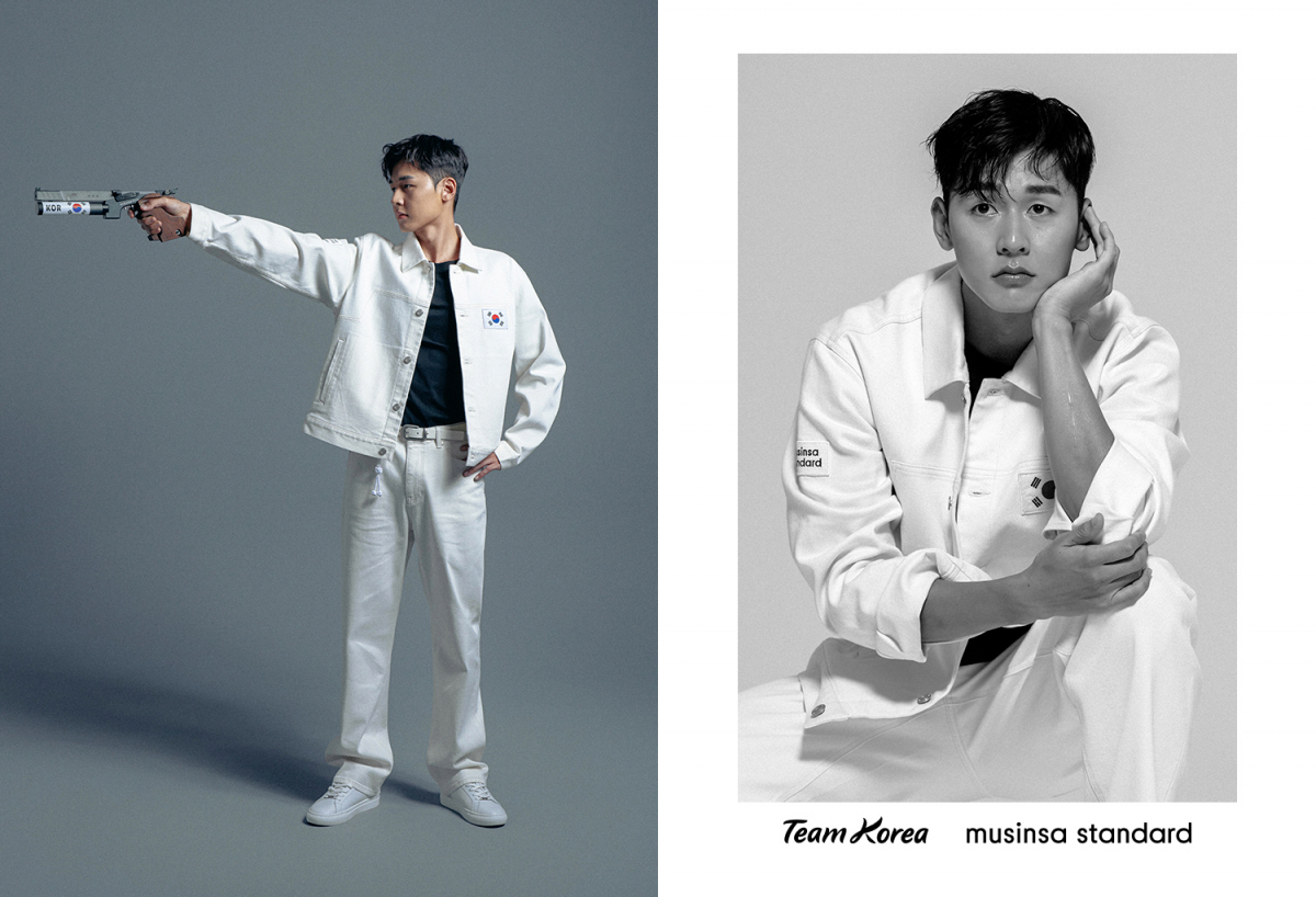 ▲무신사 스탠다드가 제작한 '2023 항저우아시아게임' 국가대표 개·폐회식 단복을 착용한 근대 5종 국가대표 전웅태 선수 (사진제공=무신사)