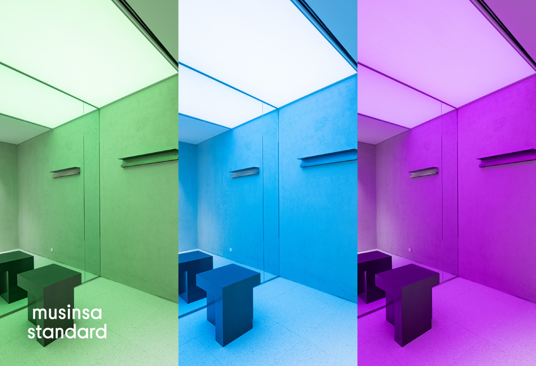 ▲무신사 스탠다드 동성로점 내 '라이브 피팅룸'의 조명 종류에 따라 달라지는 이미지 모습 (사진제공=무신사)