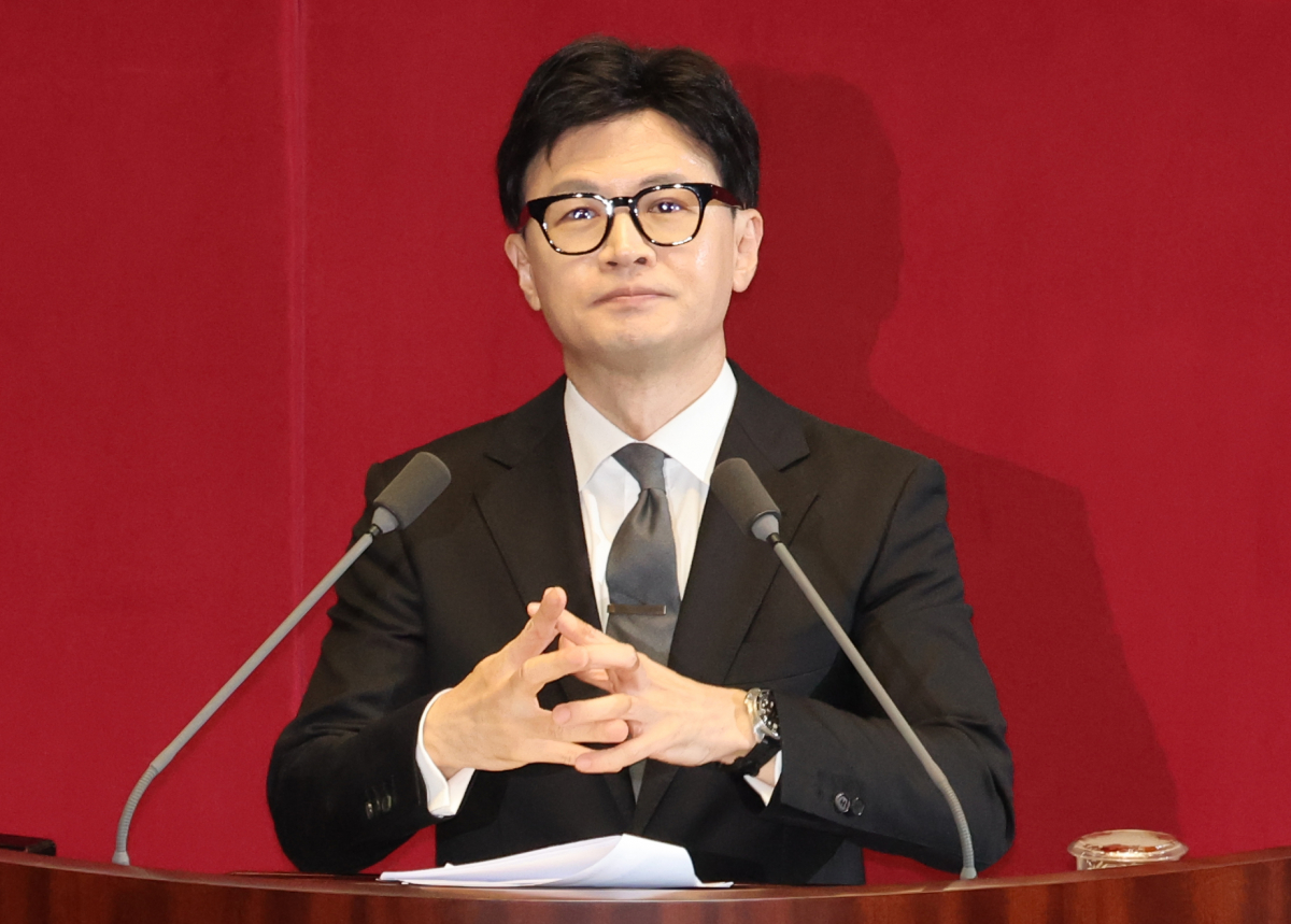 ▲한동훈 법무부 장관이 21일 국회 본회의에서 이재명 대표 체포동의안에 대해 설명하고 있다. (연합뉴스)