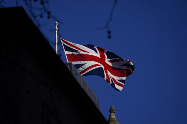 ▲영국 런던 내각부 건물 옥상에 영국 국기 유니온잭이 보인다. AP뉴시스