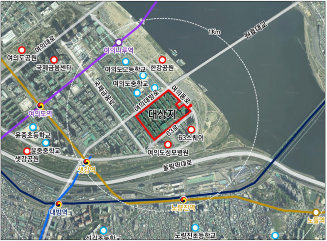 ▲서울 영등포구 여의도 시범아파트 위치도 (사진제공=서울시)