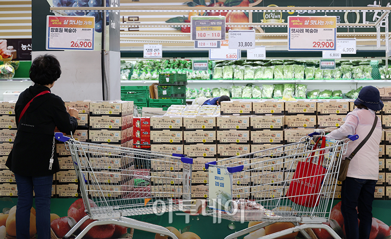 ▲5일 서울의 한 대형마트에서 시민들이 장을 보고 있다. 고이란 기자 photoeran@