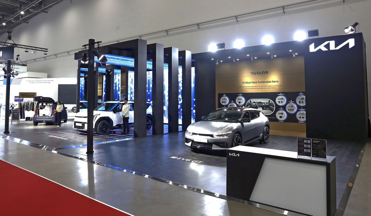 ▲'2023 대한민국 미래모빌리티엑스포' 기아관 전경. (사진제공=현대차그룹)