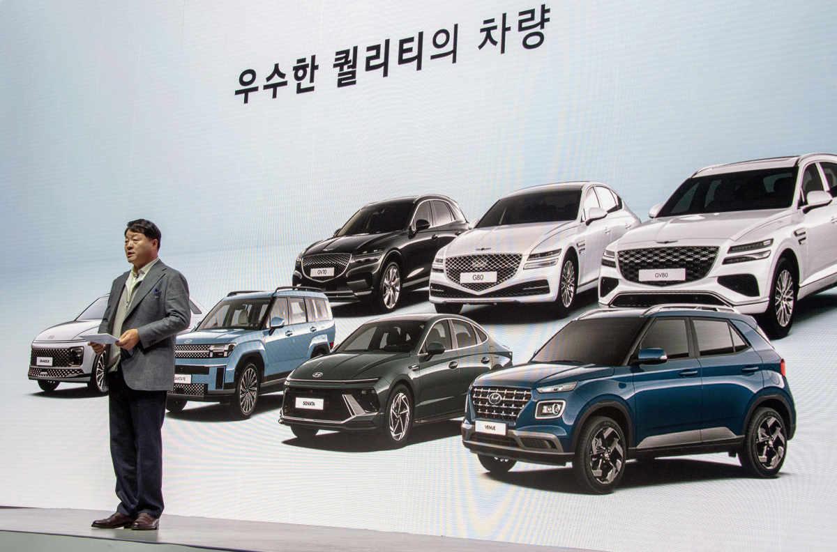 ▲유원하 현대자동차 아시아대권역장 부사장이 현대/제네시스 인증중고차 사업에 대해 설명하고 있는 모습. (사진제공=현대자동차)