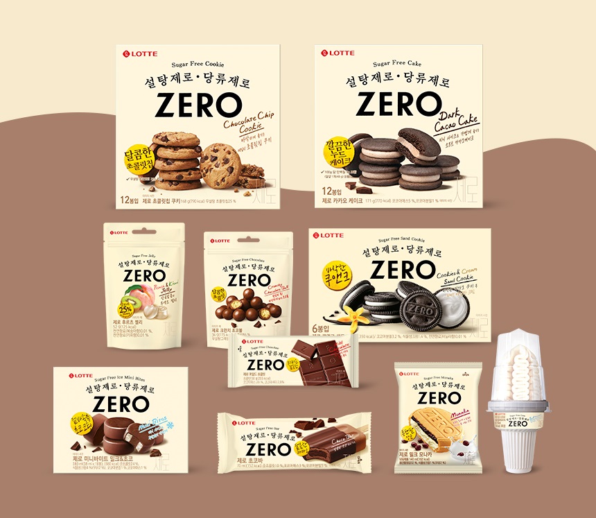 ▲롯데웰푸드 ‘제로’ 시리즈 10종. (사진제공=롯데웰푸드)