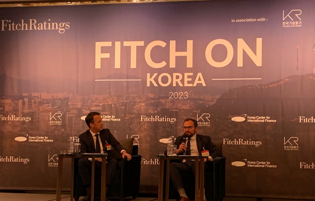▲글로벌 신용평가사 피치(Fitch Ratings)가 20일 서울 중구 소공동에서 한국기업평가, 국제금융센터와 공동으로 세미나를 개최하고 있다. 정회인 기자 @hihello