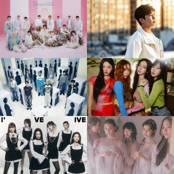 ▲세븐틴, 임영웅, 스트레이 키즈, 에스파, 아이브, 뉴진스(사진제공=각 소속사)