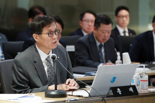 ▲이창용 한국은행 총재가 23일 열린 국회 기획재정위원회에서 발언하고 있다.  (한국은행)