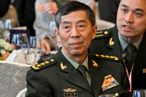 ▲리상푸 중국 국방부장이 6월 2일 샹그릴라 대화에 참석하고 있다. 싱가포르/로이터연합뉴스
