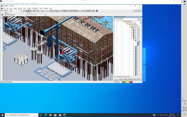 ▲'설계 가상화 시스템'을 통해 3D 설계를 진행하는 PC 화면. (사진제공=현대엔지니어링)