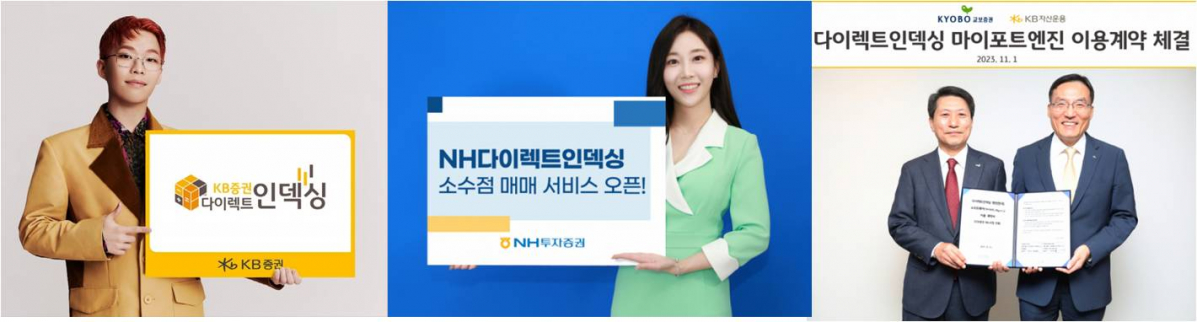 ▲KB증권, NH투자증권 다이렉트인덱싱 상품소개, 교보증권-KB자산운용 '마이포트엔진' 이용계약 체결 (사진=각사)