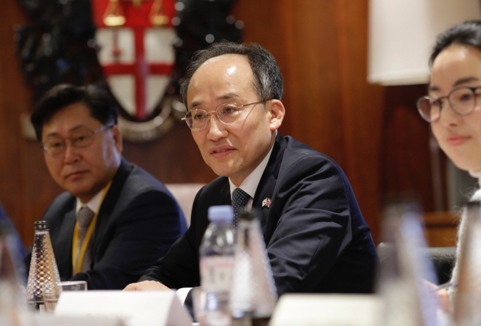 ▲추경호 부총리 겸 기획재정부 장관이  23일 08시(현지시간) 런던 증권거래소(London Stock Exchange) 개장 행사(Market Open Ceremomy)에 참석했다. (사진제공=기획재정부)