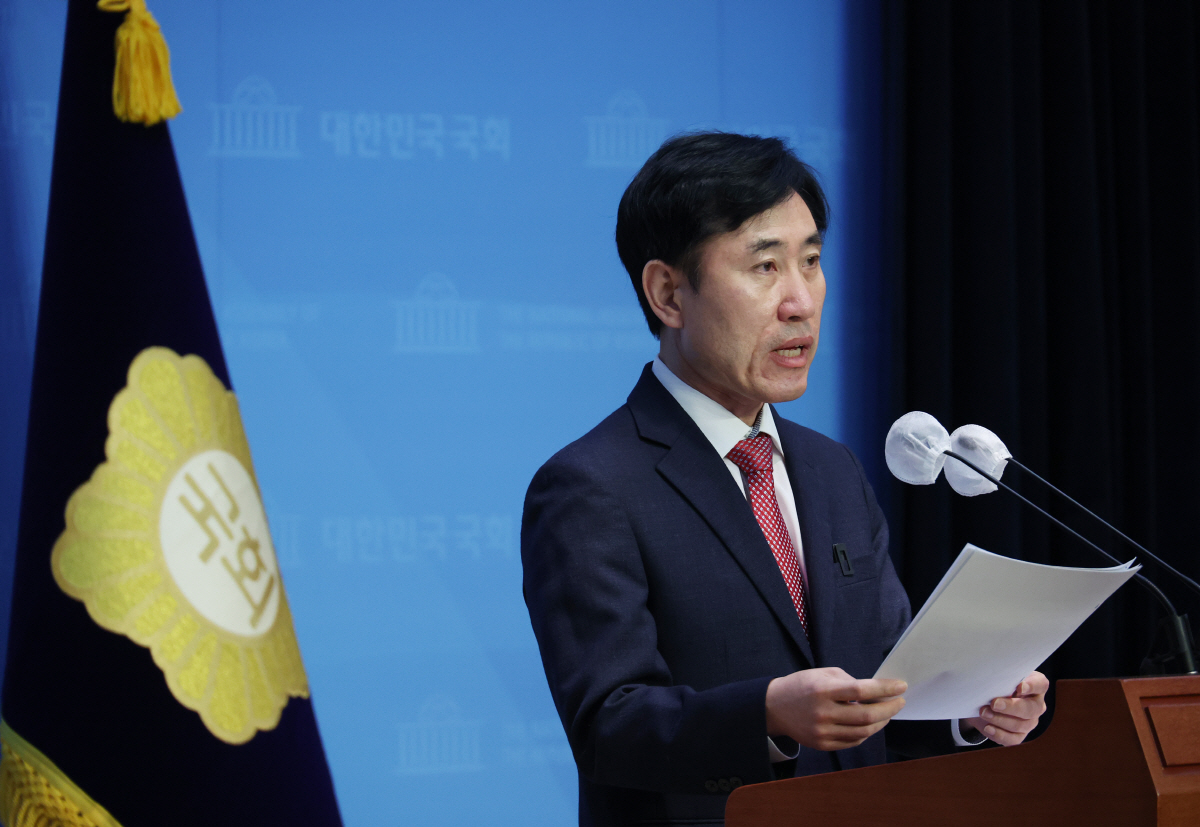 ▲국민의힘 하태경 의원이 27일 국회에서 종로 출마를 선언하고 있다.(연합뉴스)
