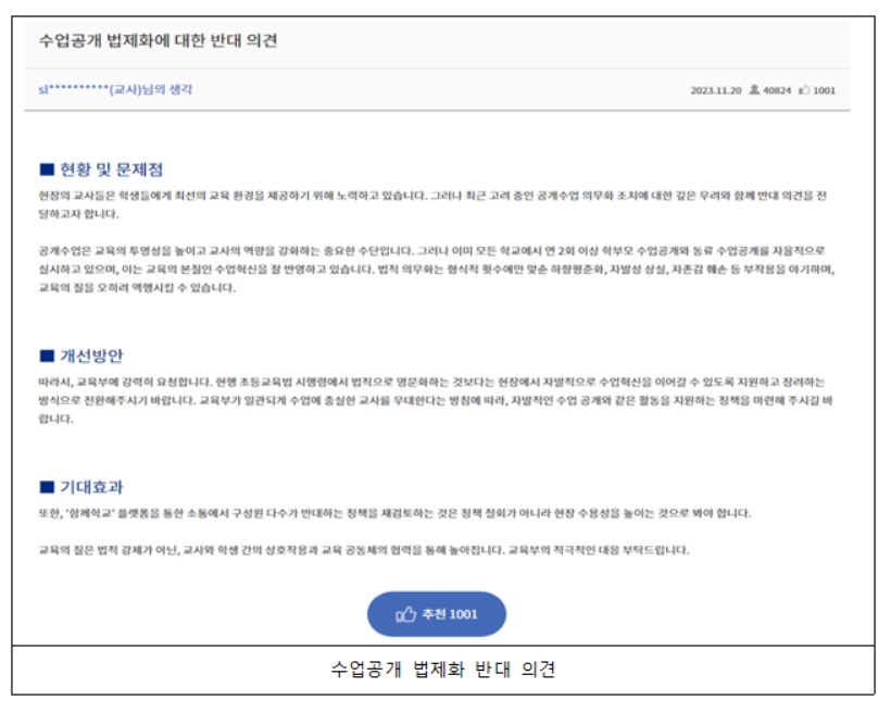 ▲'함께학교' 디지털 소통 플랫폼 이용 현황 및 정책 제안 (교육부)