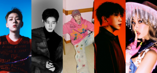 ▲지코, 비아이(B.I), 박재범, 창모, 제시(사진제공=각 소속사)