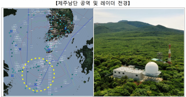 ▲제주남단 공역 및 한라 레이더 전경. (사진제공=국토교통부)