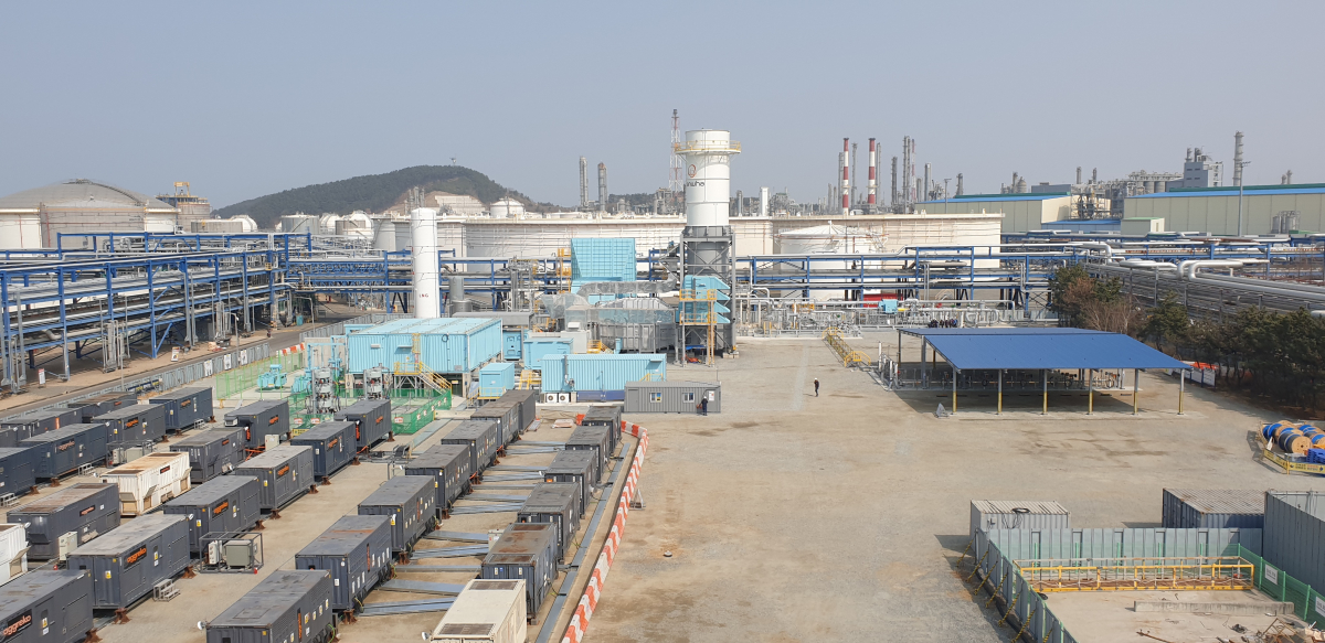 ▲한화임팩트 대산사업장 내 위치한 수소터빈 실증 현장. (사진제공=한화임팩트)