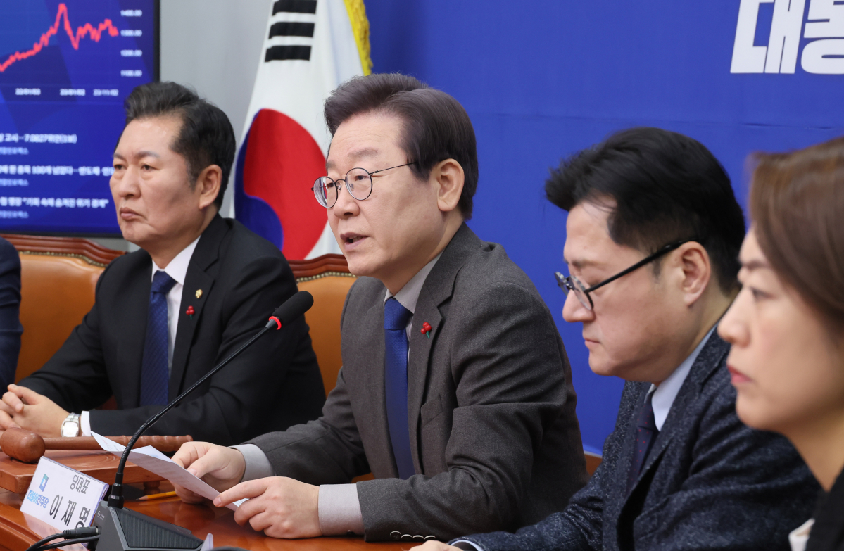 ▲더불어민주당 이재명 대표가 29일 국회에서 열린 최고위원회의에서 발언하고 있다. (연합뉴스)