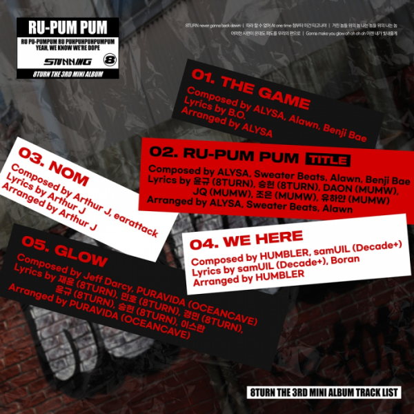 ▲8TURN(에잇턴) 미니 3집 'STUNNING' 트랙리스트(사진 = MNH엔터테인먼트 제공)