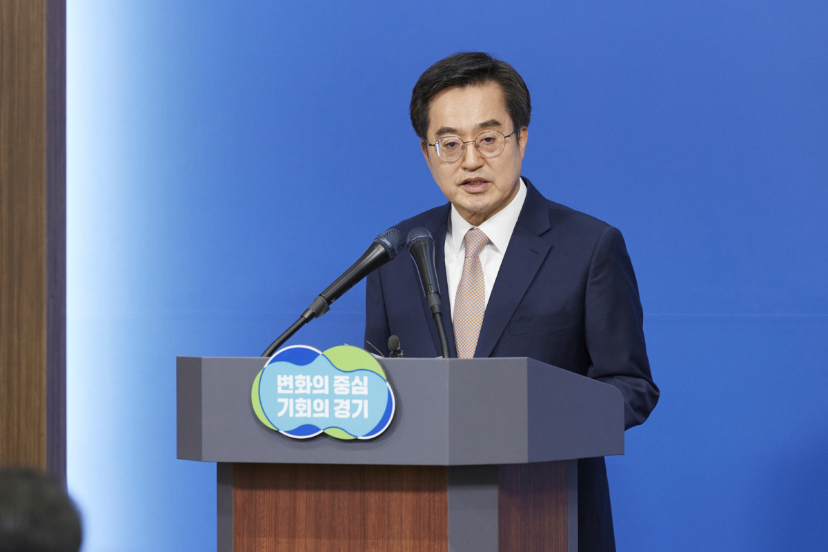 ▲김동연 경기도지사가 3일 도청에서 경기북부특별자치도 추진 관련 기자회견을 하고 있다. (경기도)