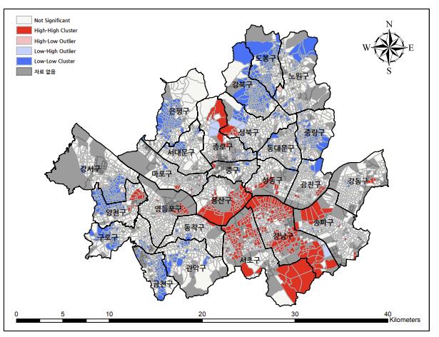 ▲서울시 기초구역별 평균 주택공시가격 지도.(2021년 기준) (자료제공=국토연구원)