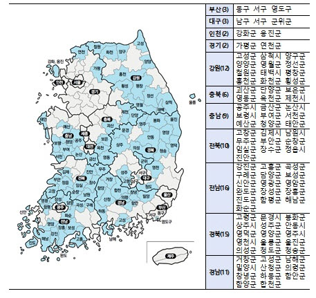 ▲인구감소지역 지역 현황. (자료제공=통계청)
