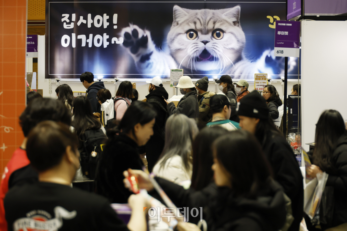 ▲19일 서울 강남구 코엑스에서 열린 2024 가낳지모캣페어에서 관람객들이 고양이 용품을 살펴보고 있다. 조현호 기자 hyunho@
