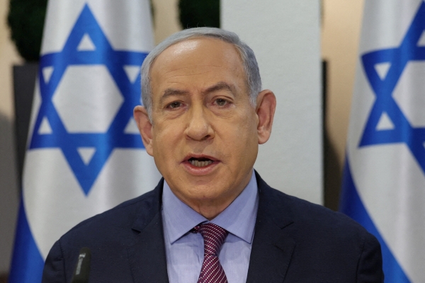 ▲베냐민 네타냐후 이스라엘 총리가 지난달 31일 회의를 열고 있다. 텔아비브/로이터연합뉴스
