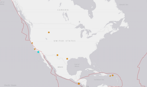 ▲지진 발생 위치 지도. 출처=USGS 홈페이지 캡처
