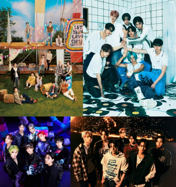 ▲세븐틴, 스트레이 키즈, 에이티즈, 엔하이픈(사진제공=각 소속사)