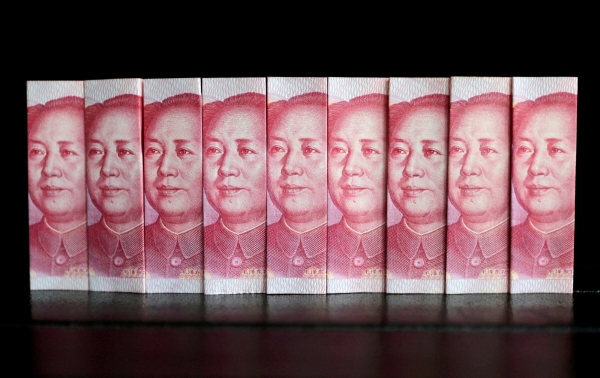 ▲중국 위안화 지폐가 보인다. 로이터연합뉴스
