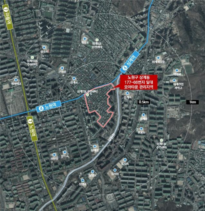 ▲노원구 상계동 177-66번지 일대 모아타운 위치도
 (자료제공=서울시)