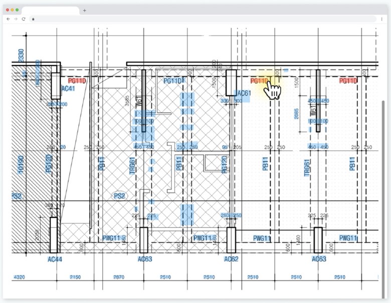 ▲팀워크 솔루션에서 도면검색 화면 모습. (사진제공=팀워크)