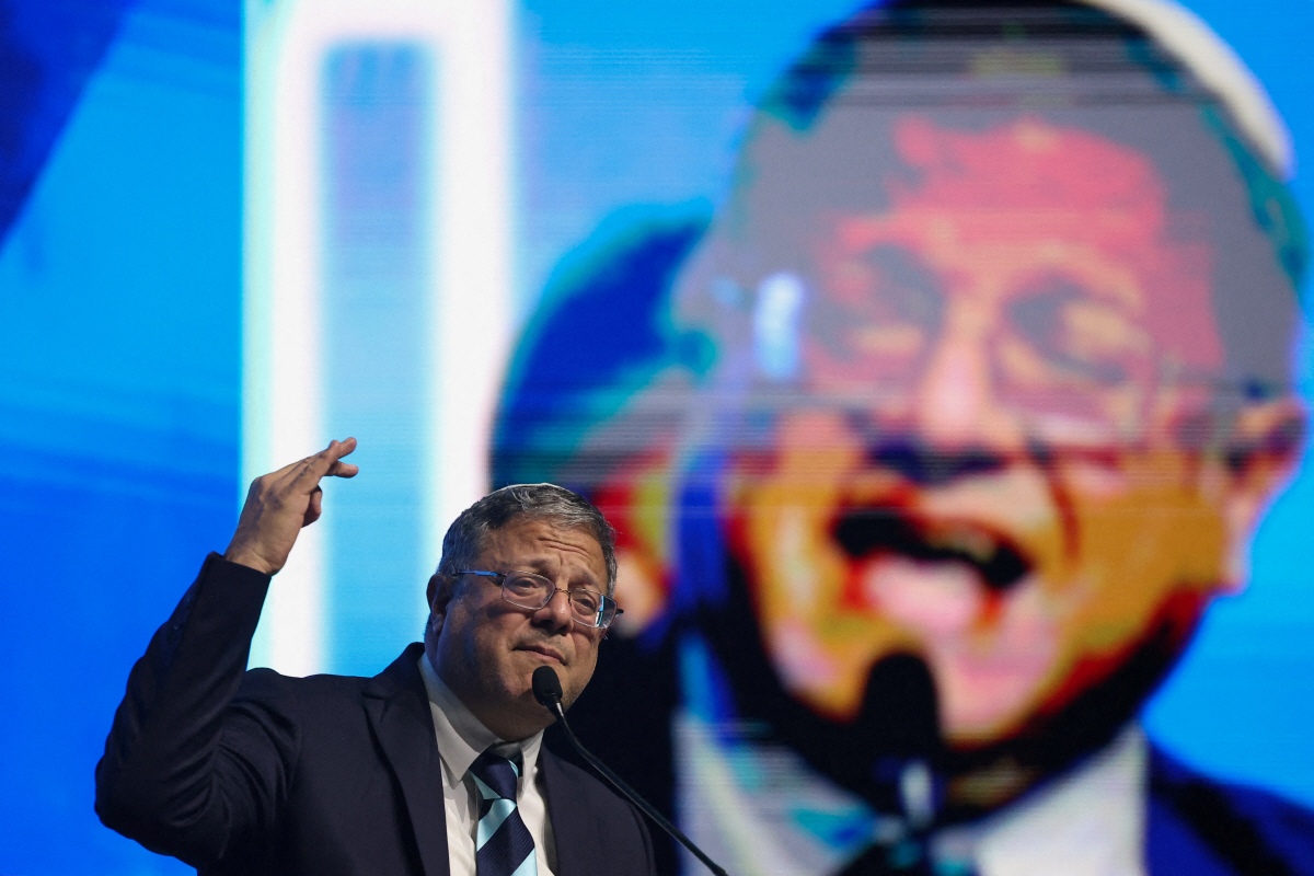 ▲이타마르 벤-그비르 이스라엘 국가안보장관이 지난달 28일 연설하고 있다. 예루살렘(이스라엘)/로이터연합뉴스
