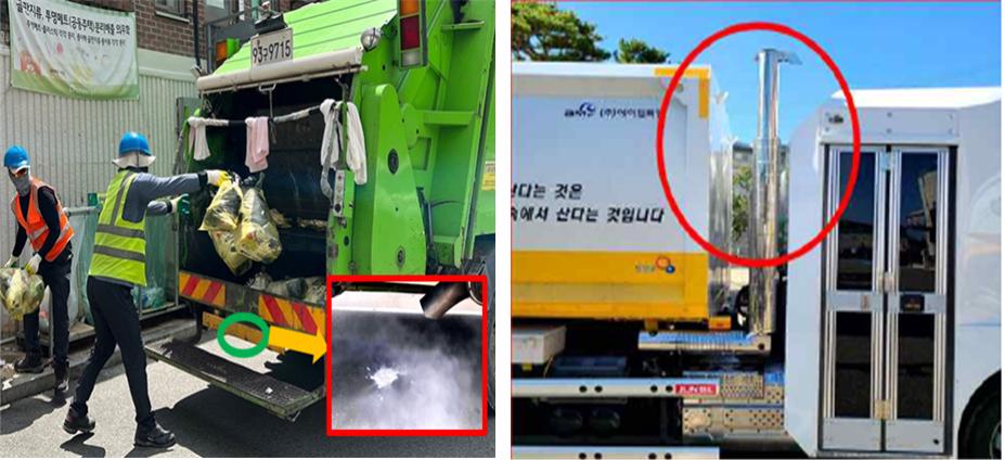 ▲기존의 환경미화원 작업환경(왼쪽)과 개선된 모습. (사진제공=환경부)