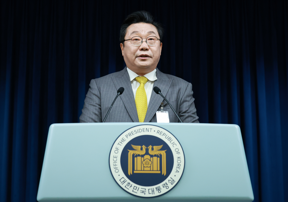 ▲주형환 신임 저출산고령사회위원회 부위원장이 12일 서울 용산 대통령실 청사에서 소감을 말하고 있다.  (연합뉴스)