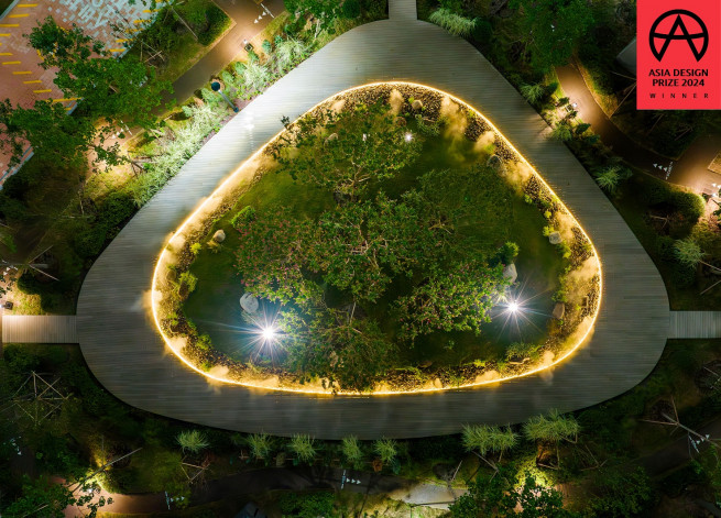▲'아시아 디자인 프라이즈 2024' 공간·건축 분야에서 위너(Winner)를 수상한 현대엔지니어링의 힐스테이트 모종 네오루체 '위빙 가든(Weaving Nature x Human Garden)' 전경. (사진제공=현대엔지니어링)