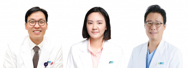 ▲(왼쪽부터) 순천향대서울병원 권순효·조정연(신장내과) 교수, 두승환(비뇨의학과) 교수 (사진제공=순천향대서울병원)