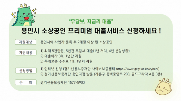 ▲용인시 소상공인 금융·보증 지원 서비스 신청 홍보 배너. (용인시)