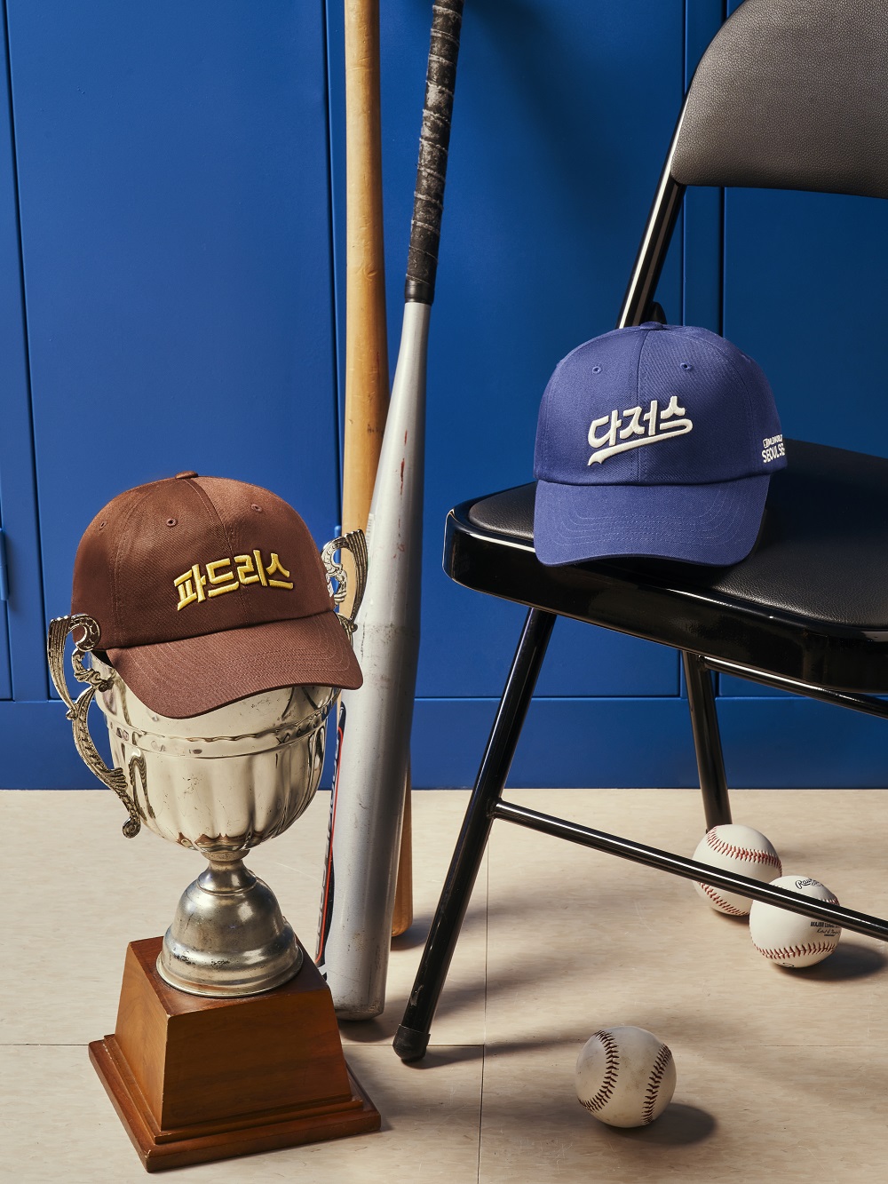 ▲MLB ‘언스트럭쳐 볼캡 한글 로고’(왼쪽) ‘언스트럭쳐 볼캡 듀얼 로고(오른쪽)’. (사진제공=F&F)